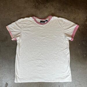 Pink + white ringer tee Women's Size Large